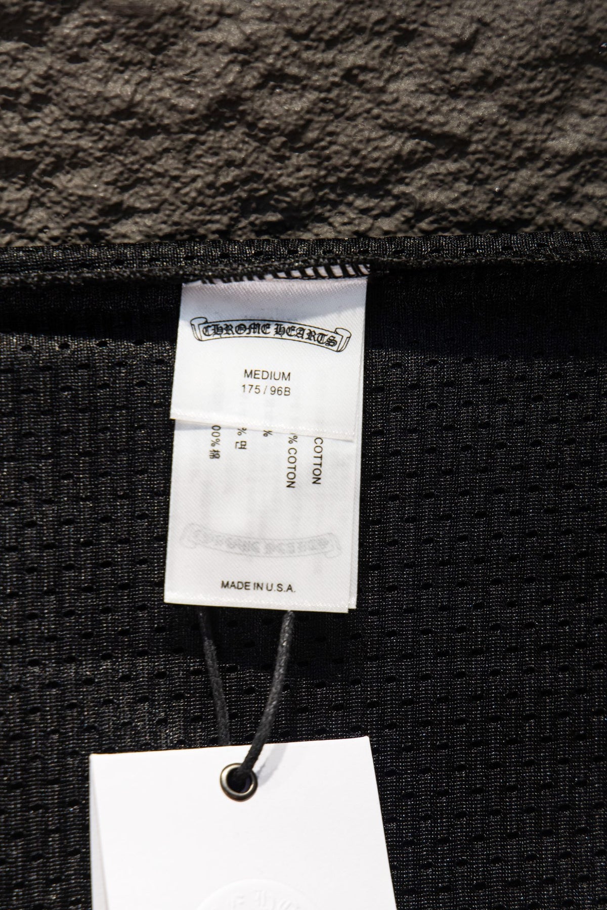 Playera Chrome Hearts Jersey de Malla Manga Larga Negra — etiqueta interior