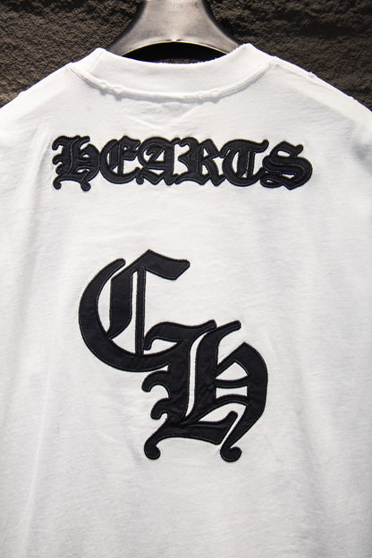 Playera Chrome Hearts CH 33 Parches Negros Blanca — parches de la espalda
