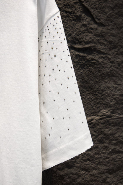 Playera Chrome Hearts CH Pedrería Blanca — manga con pedrería