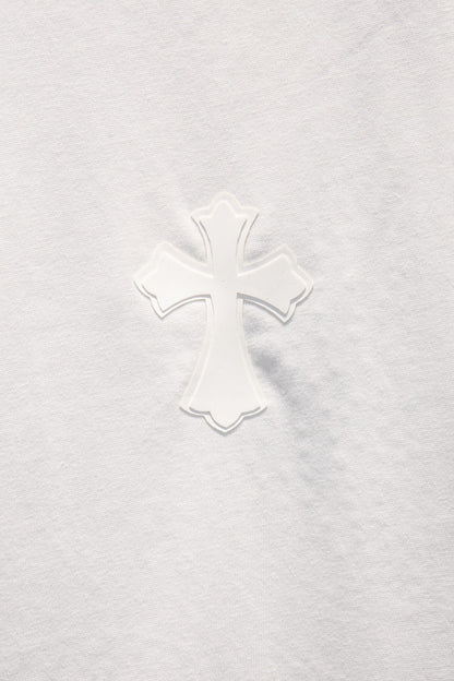 Playera Chrome Hearts CH Pedrería Blanca — cruz en relieve al frente