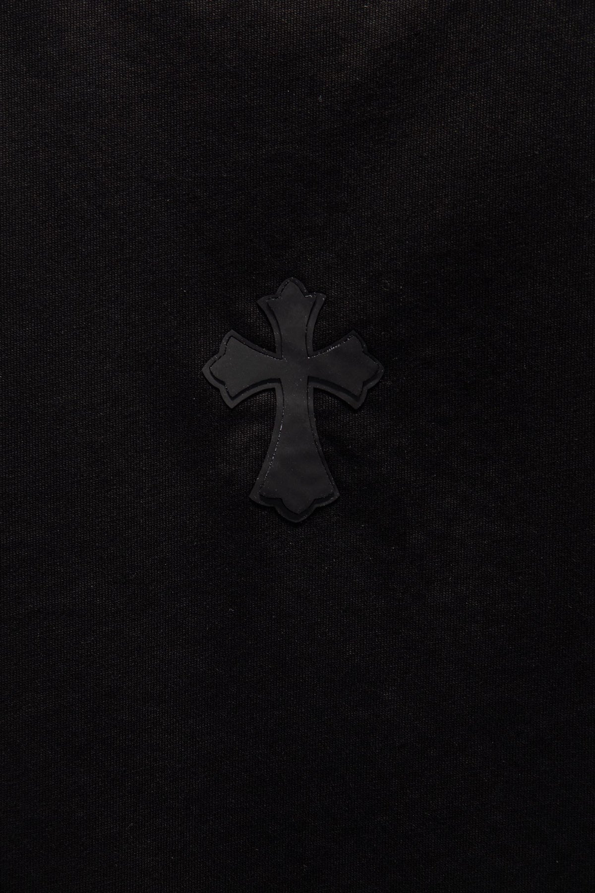 Playera Chrome Hearts CH de Pedrería Negra — cruz de piel al frente