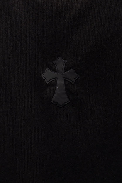 Playera Chrome Hearts CH de Pedrería Negra — cruz de piel al frente