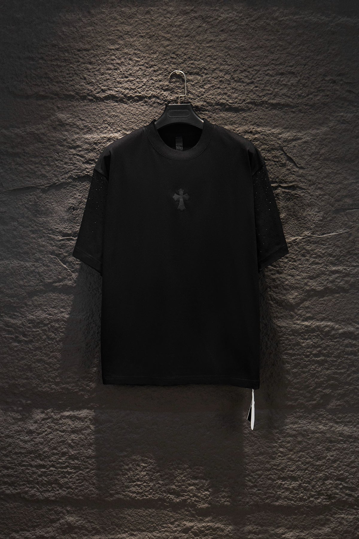 Playera Chrome Hearts CH de Pedrería Negra — frente