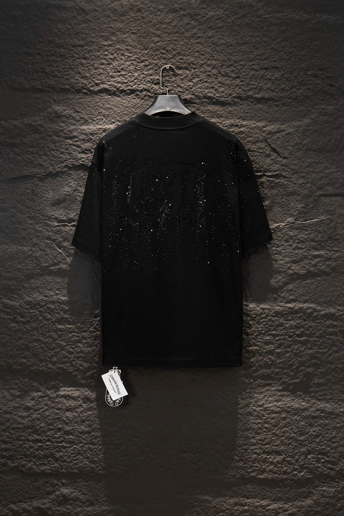 Playera Chrome Hearts CH de Pedrería Negra — espalda