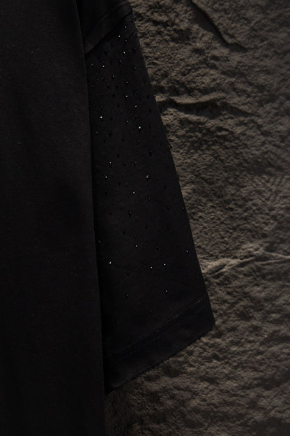 Playera Chrome Hearts CH de Pedrería Negra — manga con pedrería