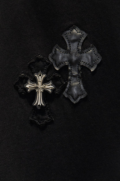 Playera Chrome Hearts Cruces de Piel Negra — cruces de piel con herraje metálico