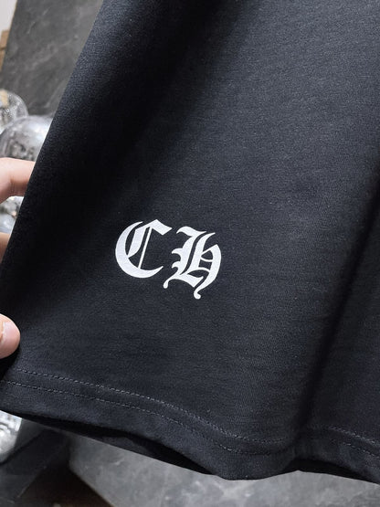 Playera Chrome Hearts Cruces de Pedrería Rosa Negra — monograma CH