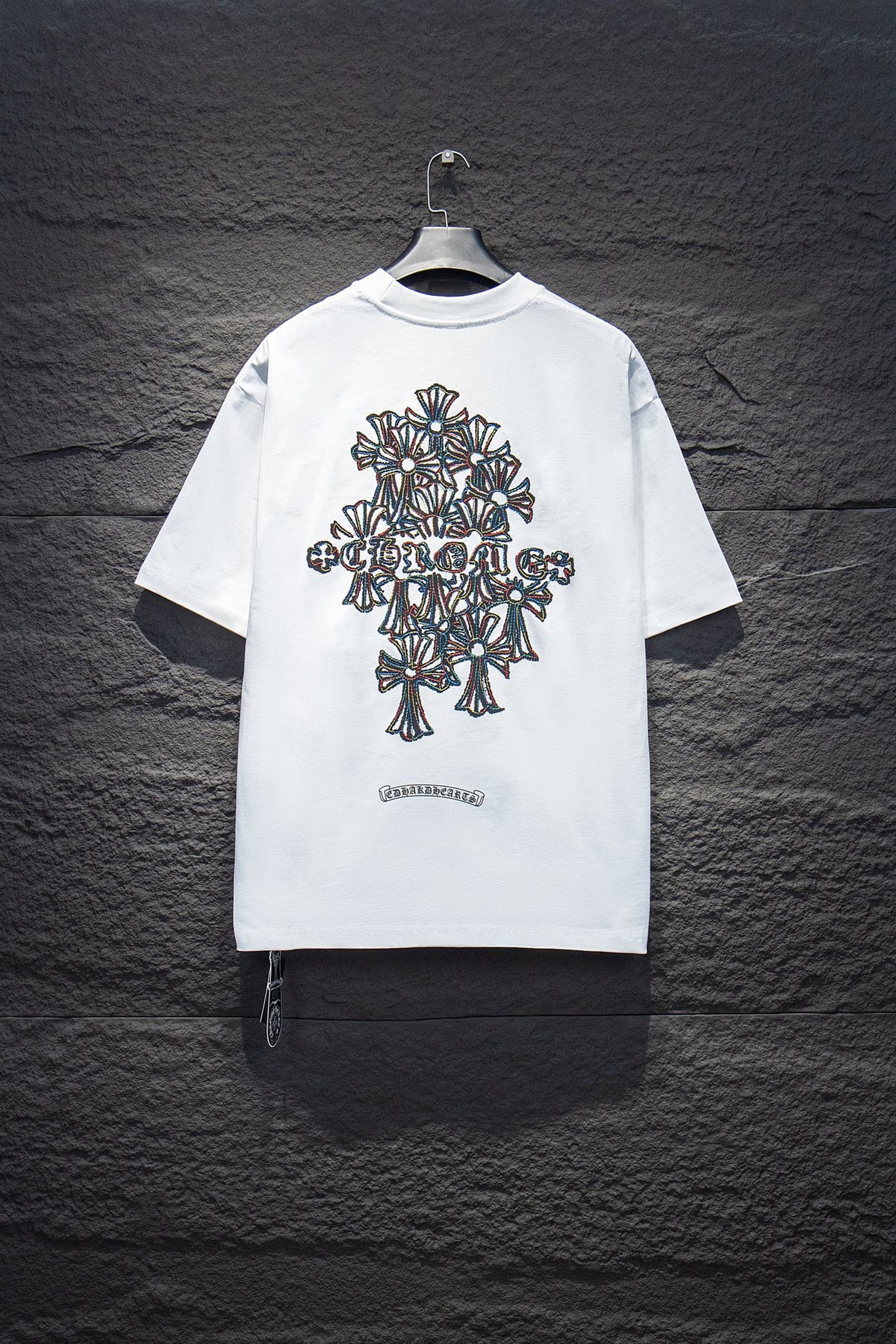 Playera Chrome Hearts Cruces Pespunte Multicolor Blanca — espalda