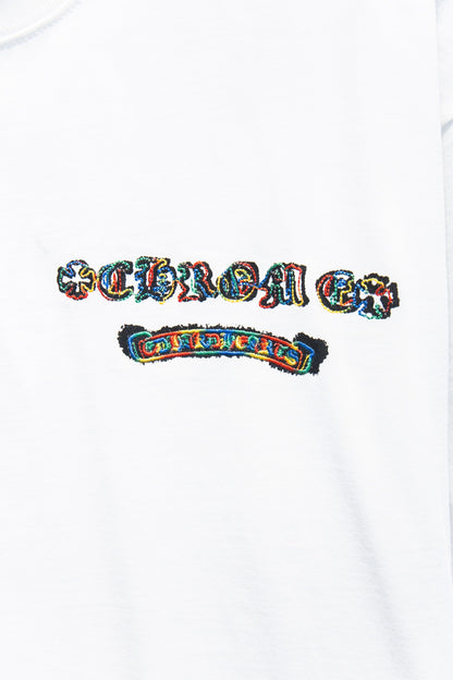 Playera Chrome Hearts Cruces Pespunte Multicolor Blanca — detalle del frente