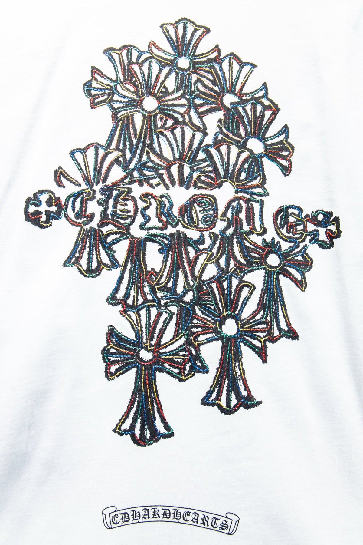 Playera Chrome Hearts Cruces Pespunte Multicolor Blanca — cruces de la espalda