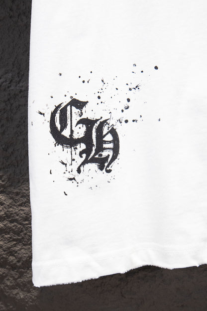 Playera Chrome Hearts Cruz con Cadenas y Herrajes Blanca — estampado CH