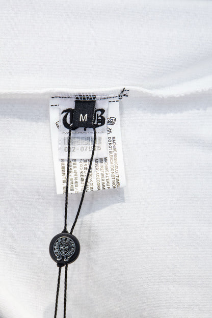 Playera Chrome Hearts Cruz con Cadenas y Herrajes Blanca — etiqueta