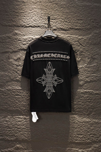 Playera Chrome Hearts Cruz de Estoperoles Negra — espalda