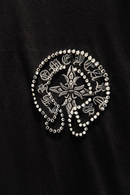 Playera Chrome Hearts Cruz de Estoperoles Negra — herradura del frente