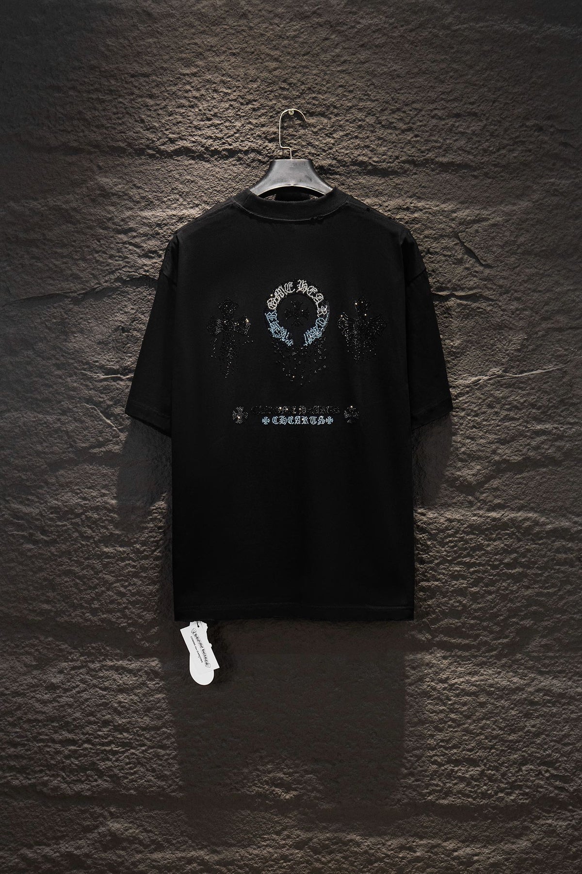 Playera Chrome Hearts Herradura de Cristales Azules Negra — espalda