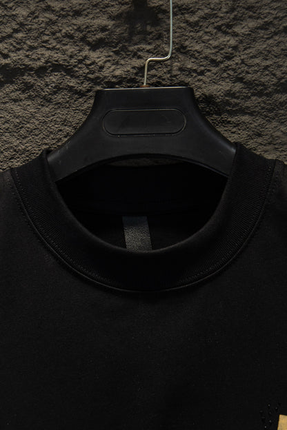 Playera Chrome Hearts Herradura Efecto Cinta Dorada Negra — cuello
