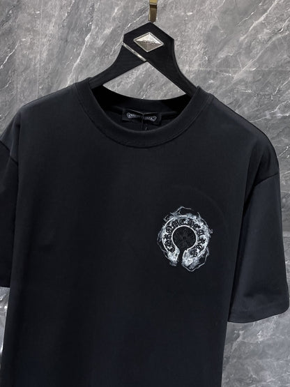 Playera Chrome Hearts Herradura Efecto Humo Negra — detalle del frente