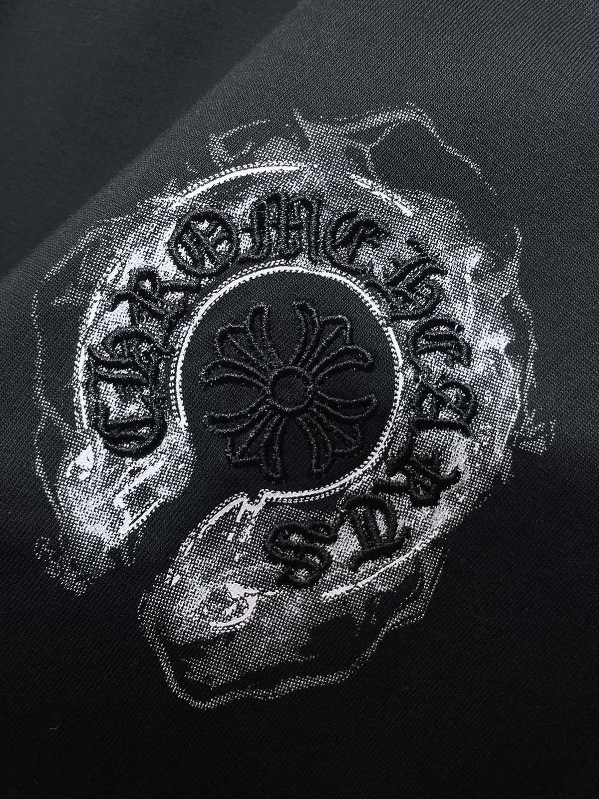 Playera Chrome Hearts Herradura Efecto Humo Negra — herradura al frente