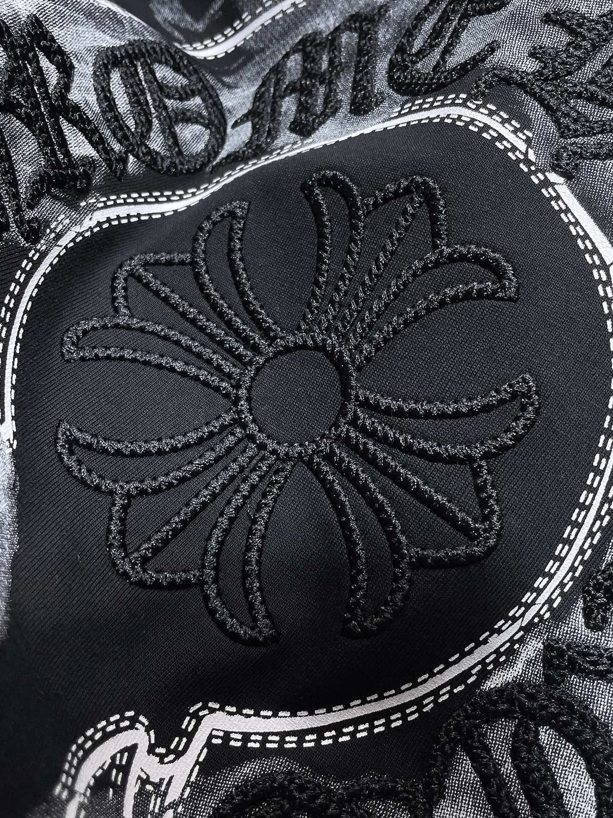 Playera Chrome Hearts Herradura Efecto Humo Negra — cruz bordada