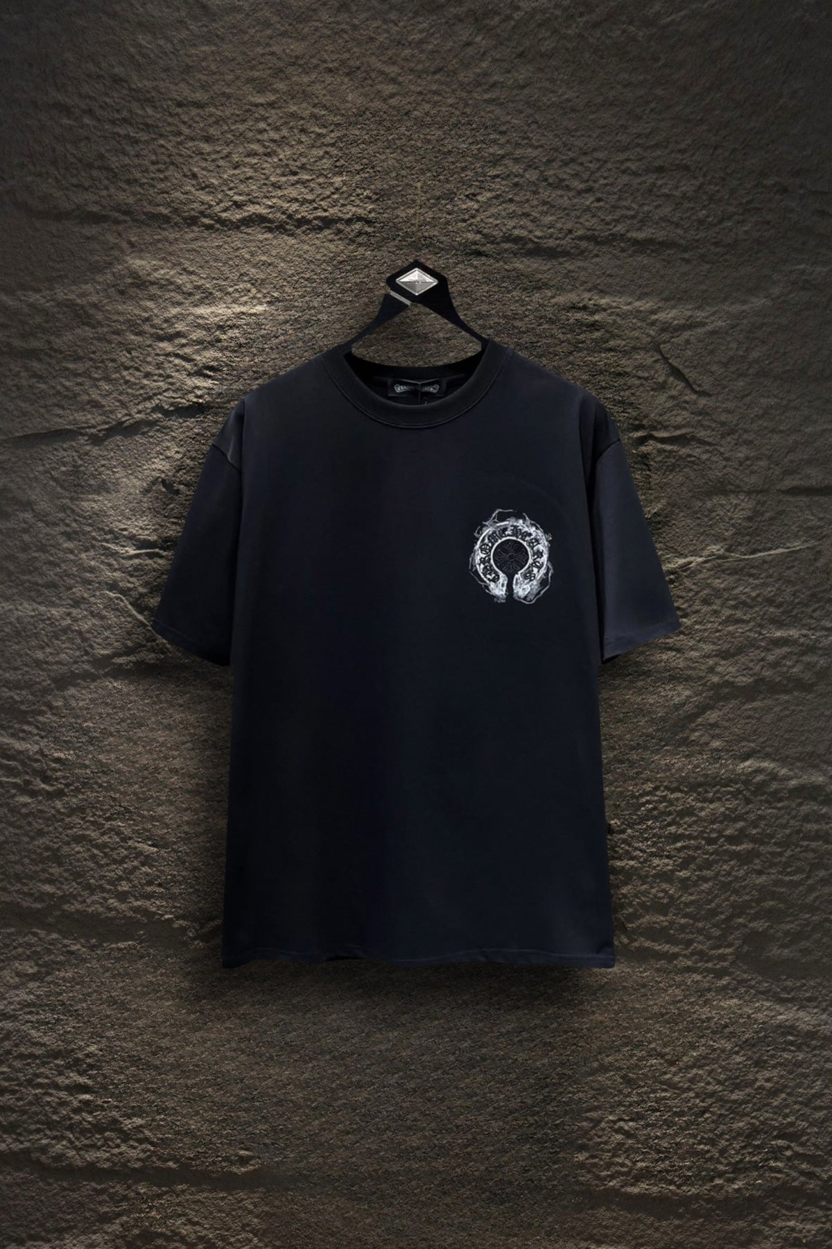 Playera Chrome Hearts Herradura Efecto Humo Negra — frente