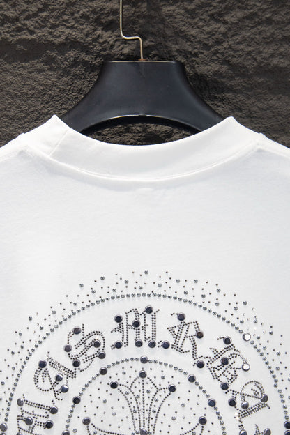 Playera Chrome Hearts Herradura de Pedrería Manga Larga Blanca — detalle de la espalda