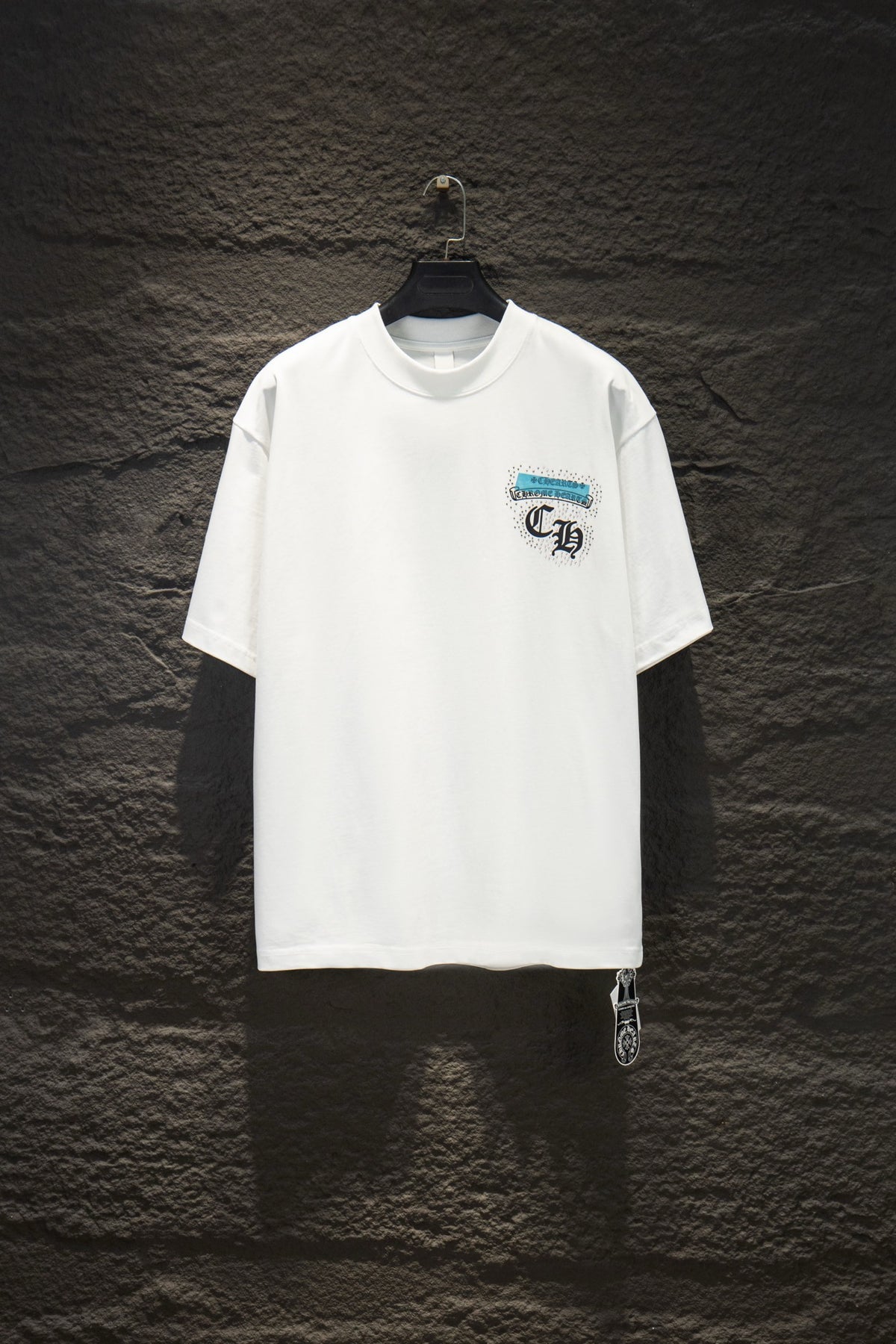 Playera Chrome Hearts Herradura Turquesa Blanca — frente