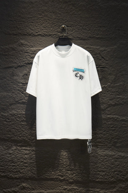 Playera Chrome Hearts Herradura Turquesa Blanca — frente