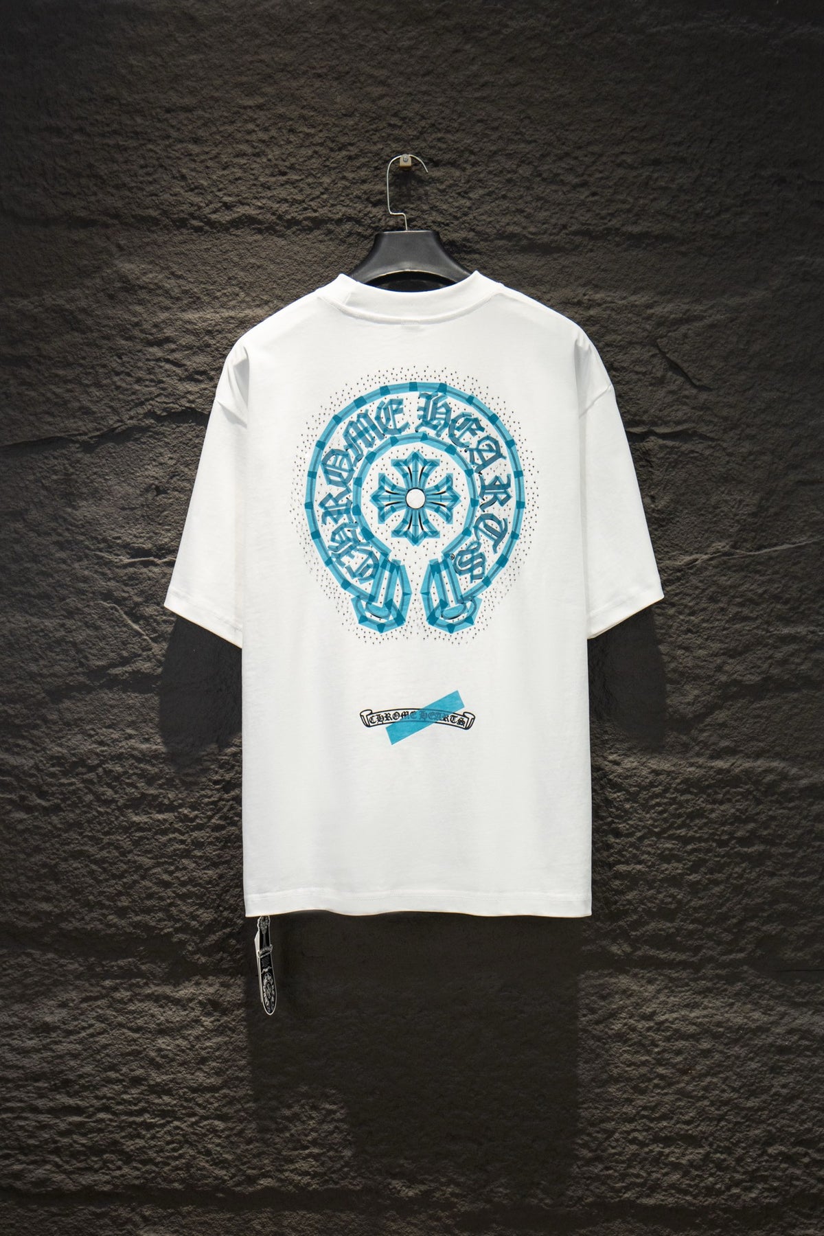 Playera Chrome Hearts Herradura Turquesa Blanca — espalda