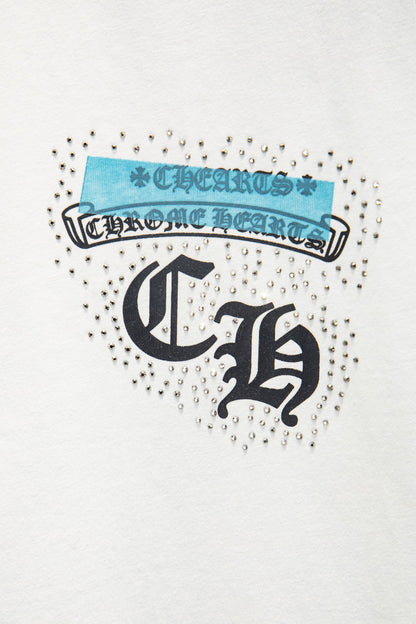 Playera Chrome Hearts Herradura Turquesa Blanca — detalle del frente
