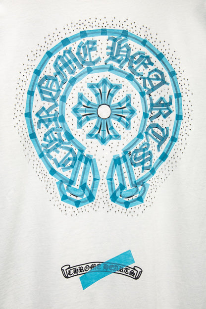 Playera Chrome Hearts Herradura Turquesa Blanca — herradura de la espalda