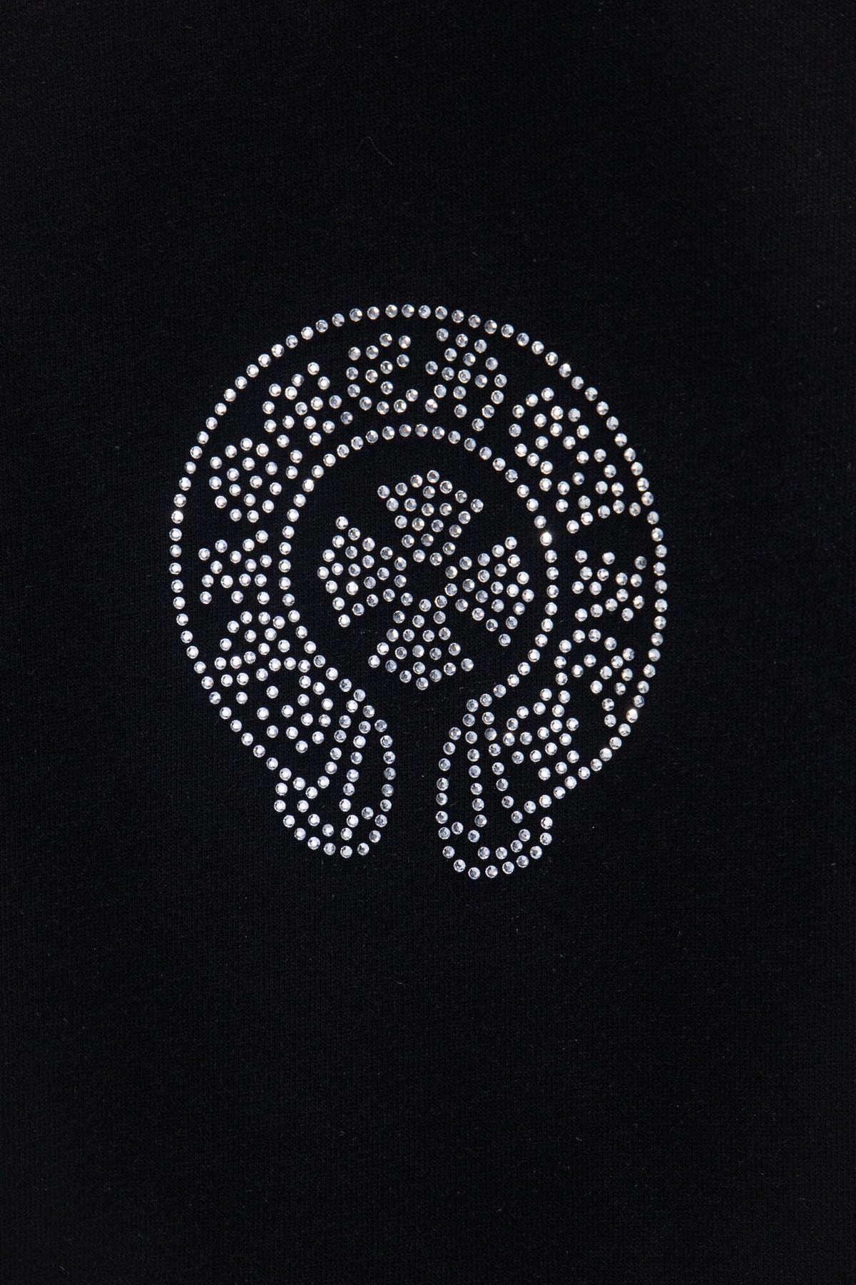 Playera Chrome Hearts Herradura y Dagas de Pedrería Manga Larga Negra — herradura del frente