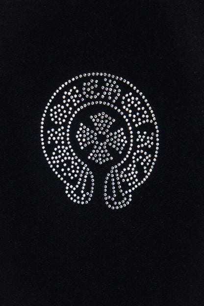 Playera Chrome Hearts Herradura y Dagas de Pedrería Manga Larga Negra — herradura del frente
