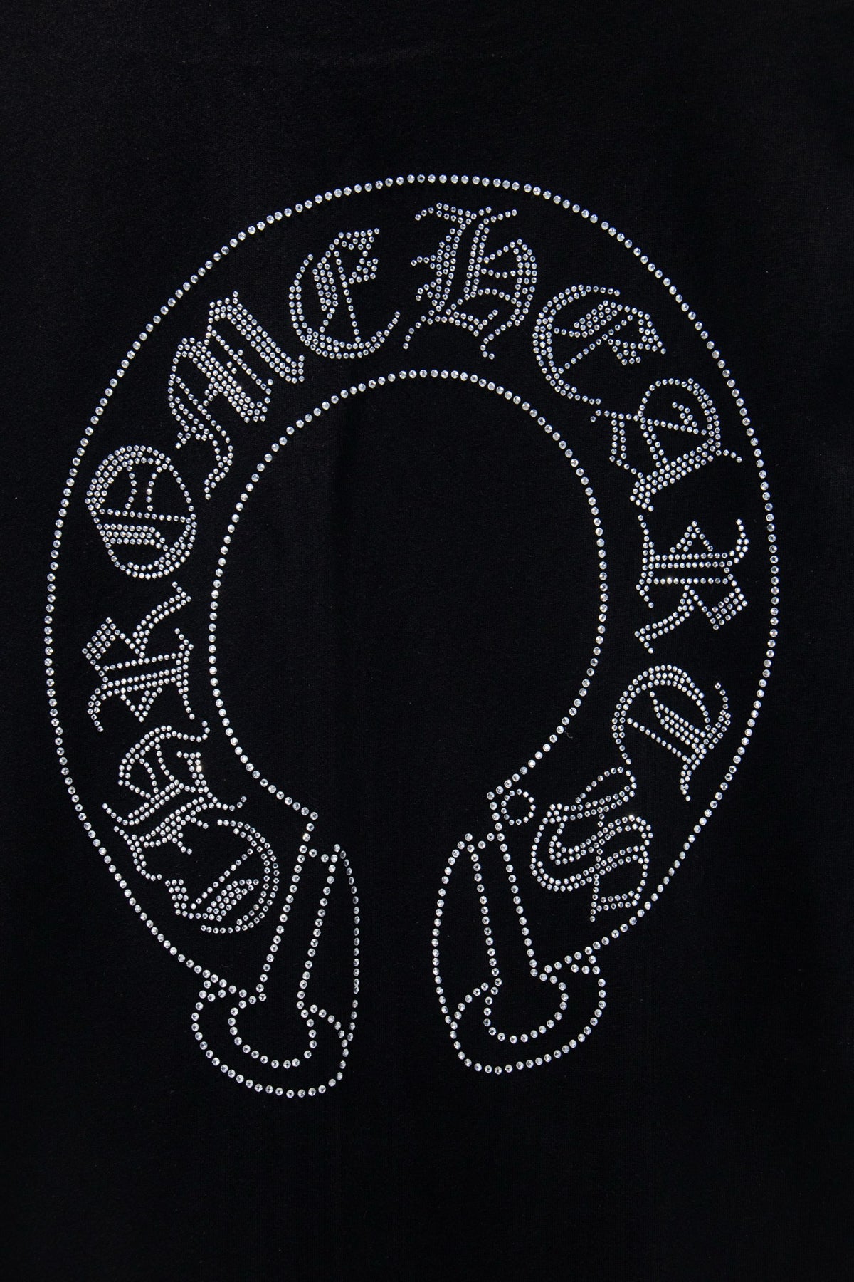 Playera Chrome Hearts Herradura y Dagas de Pedrería Manga Larga Negra — herradura de la espalda