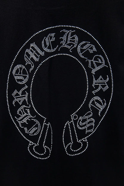 Playera Chrome Hearts Herradura y Dagas de Pedrería Manga Larga Negra — herradura de la espalda