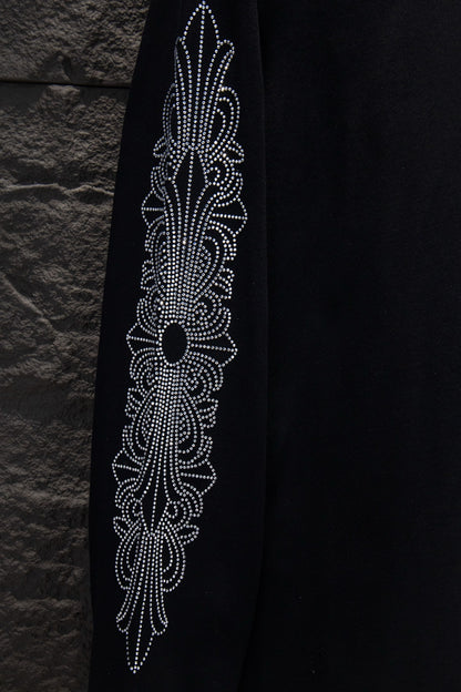 Playera Chrome Hearts Herradura y Dagas de Pedrería Manga Larga Negra — manga