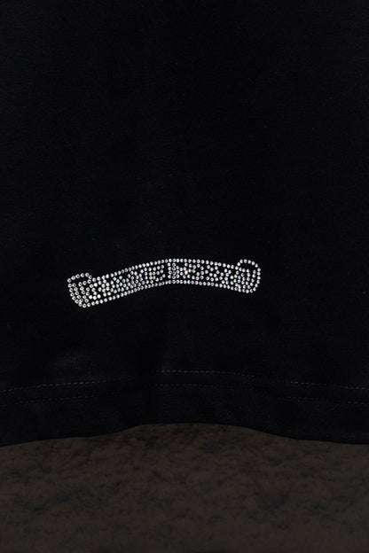 Playera Chrome Hearts Herradura y Dagas de Pedrería Manga Larga Negra — banda en el dobladillo