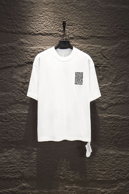 Playera Chrome Hearts Iconos Bordados Blanca — frente