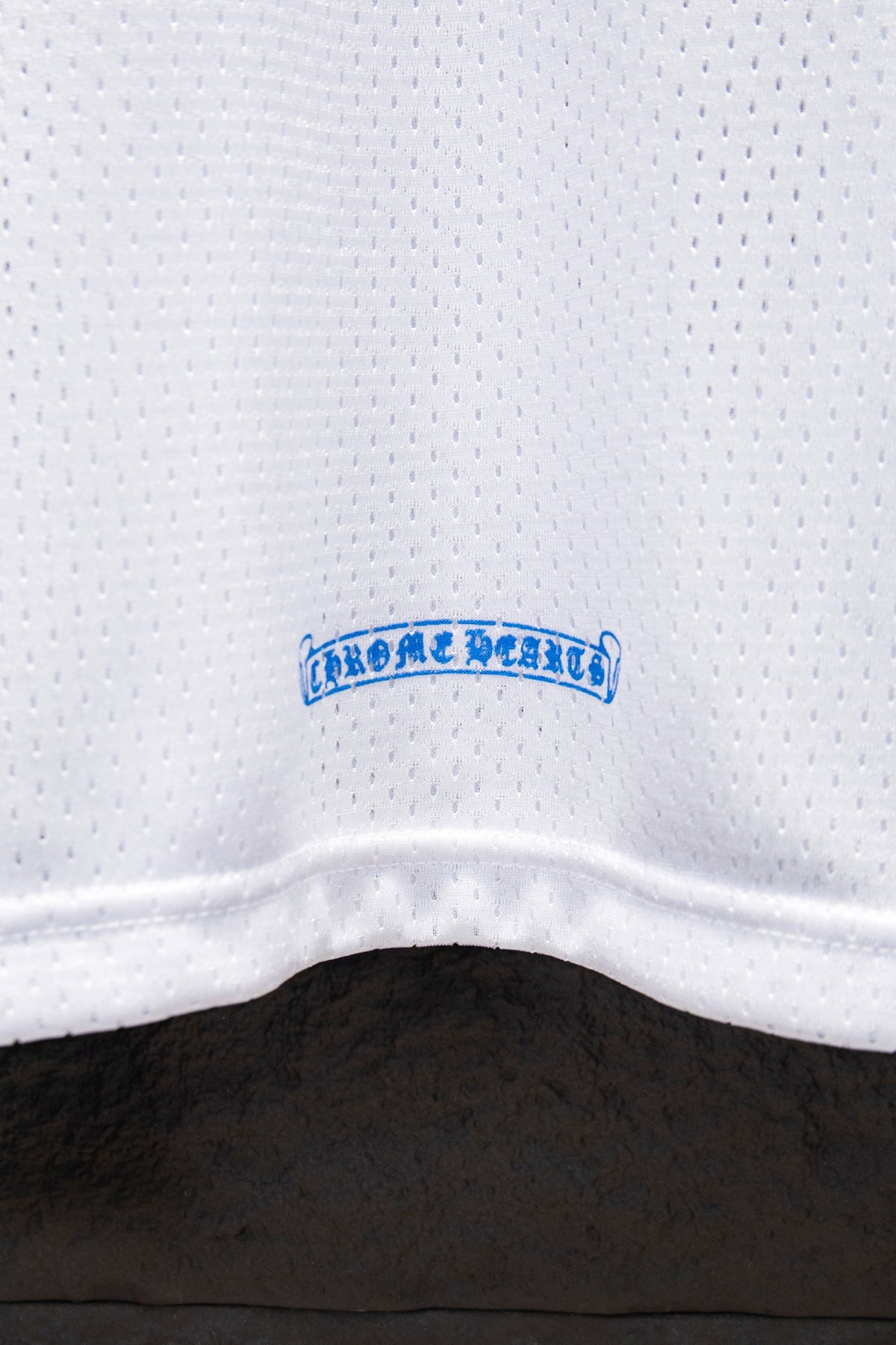 Playera Chrome Hearts Jersey de Malla Manga Larga Blanca — banda en el dobladillo
