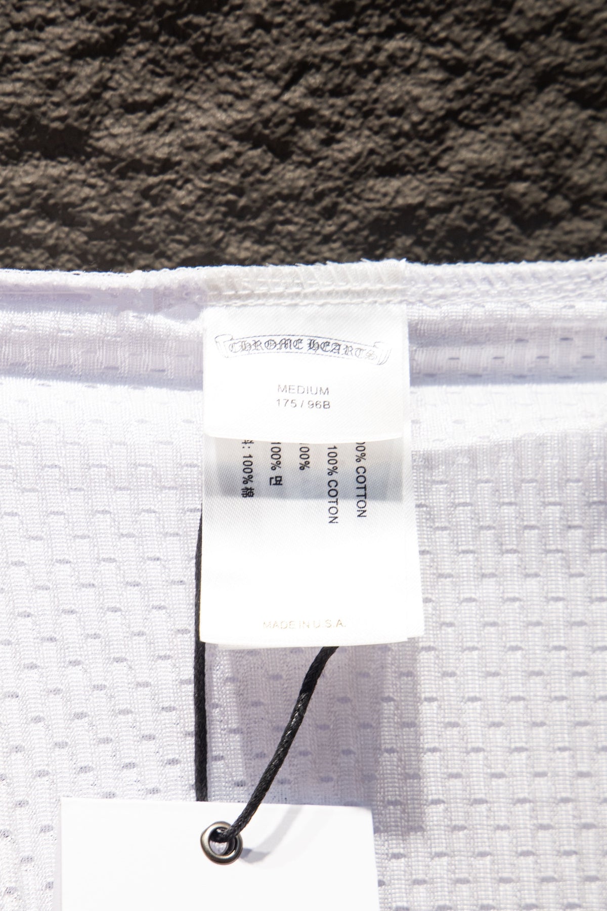 Playera Chrome Hearts Jersey de Malla Manga Larga Blanca — etiqueta interior