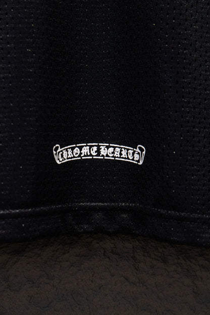 Playera Chrome Hearts Jersey de Malla Manga Larga Negra — banda en el dobladillo
