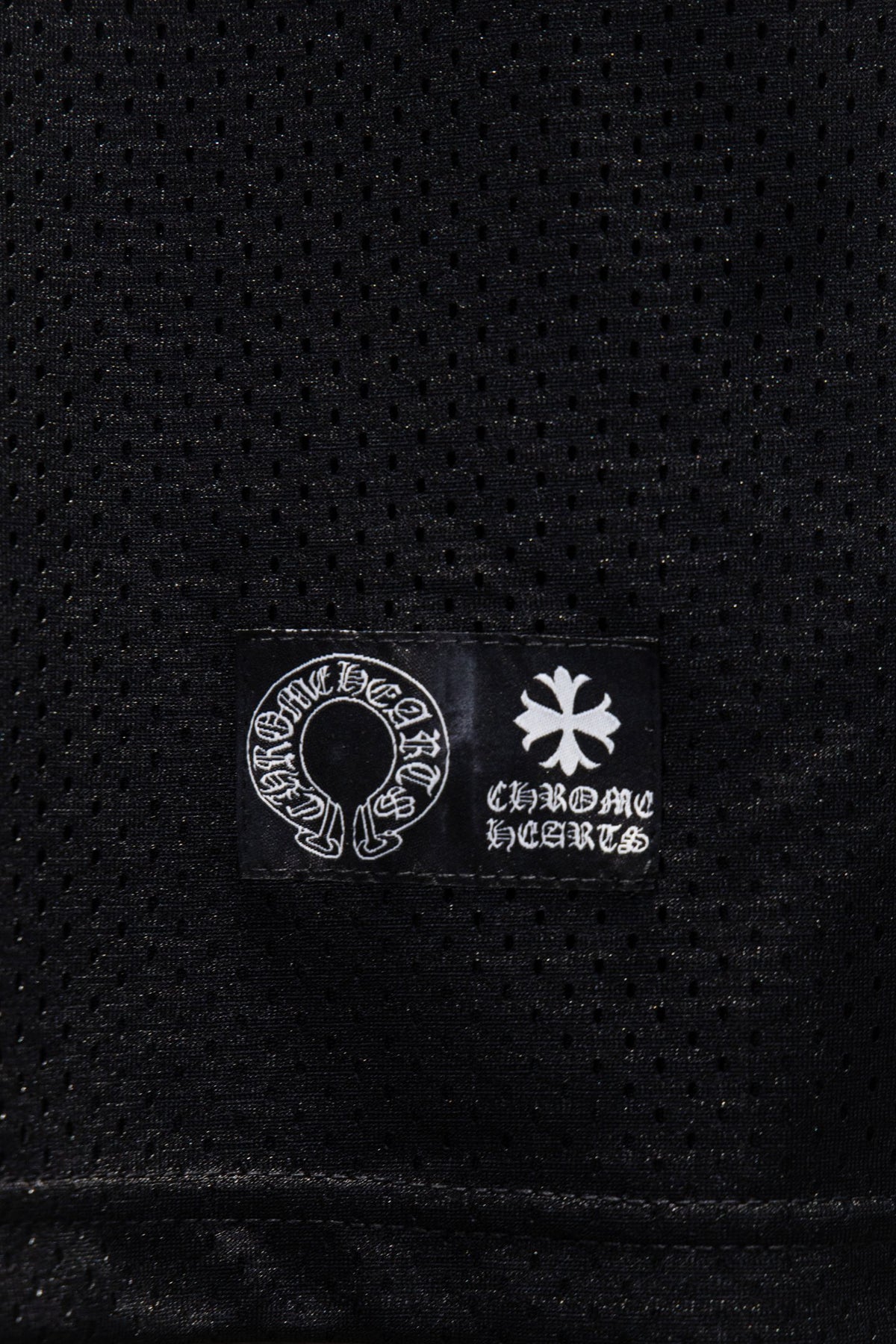 Playera Chrome Hearts Jersey de Malla Manga Larga Negra — parche tejido