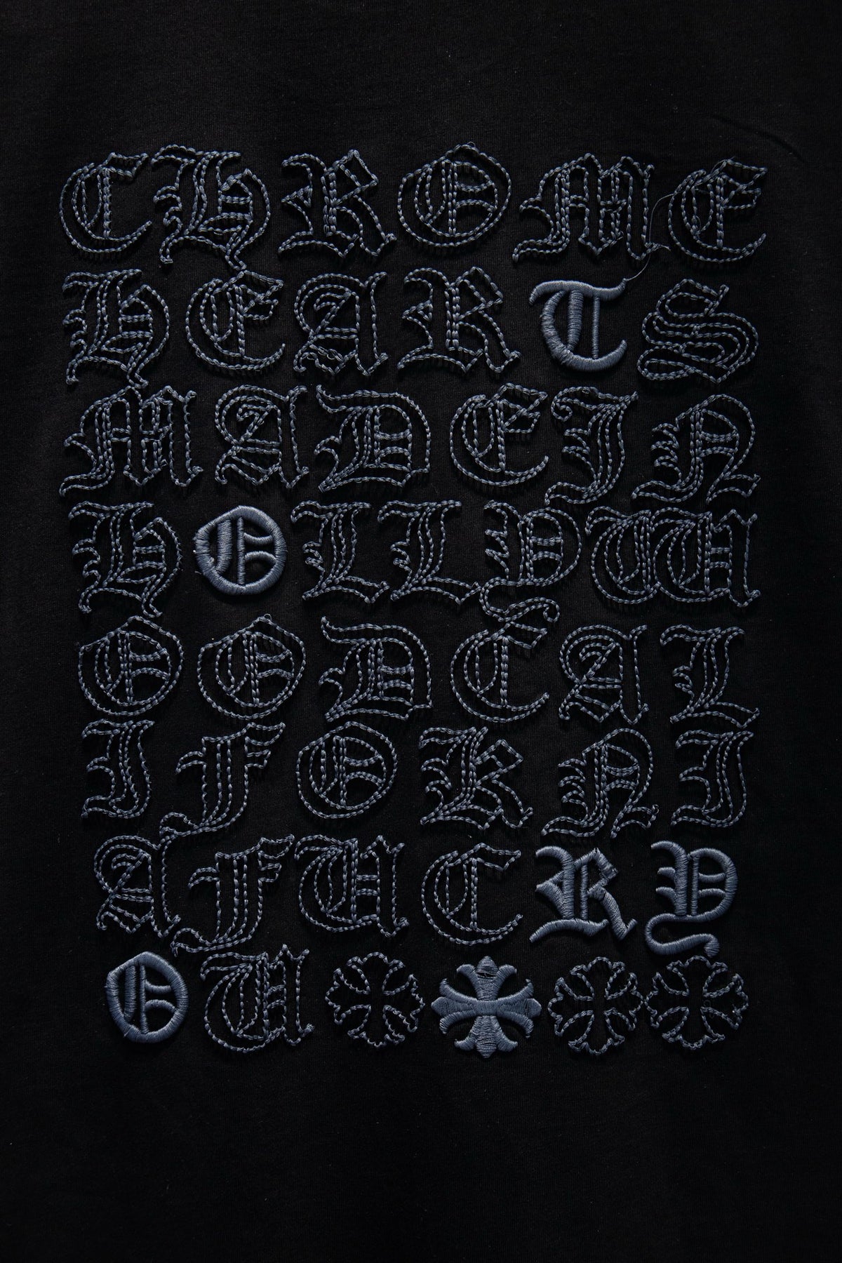 Playera Chrome Hearts Made in Hollywood Negra — bloque de letras de la espalda