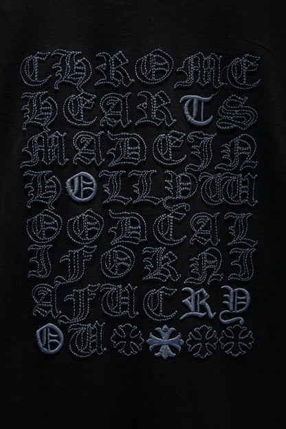 Playera Chrome Hearts Made in Hollywood Negra — bloque de letras de la espalda
