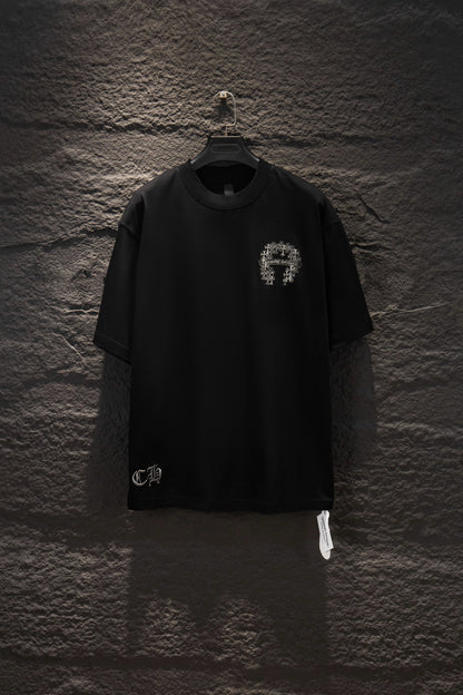 Playera Chrome Hearts St. Barth Cruces Bordadas Negra — frente