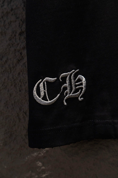 Playera Chrome Hearts St. Barth Cruces Bordadas Negra — monograma CH bordado