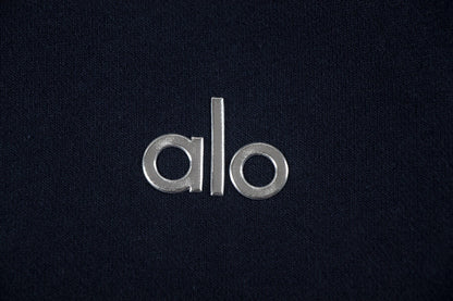 Sudadera Alo Yoga con Capucha Logo Metálico Azul Marino — logo metálico
