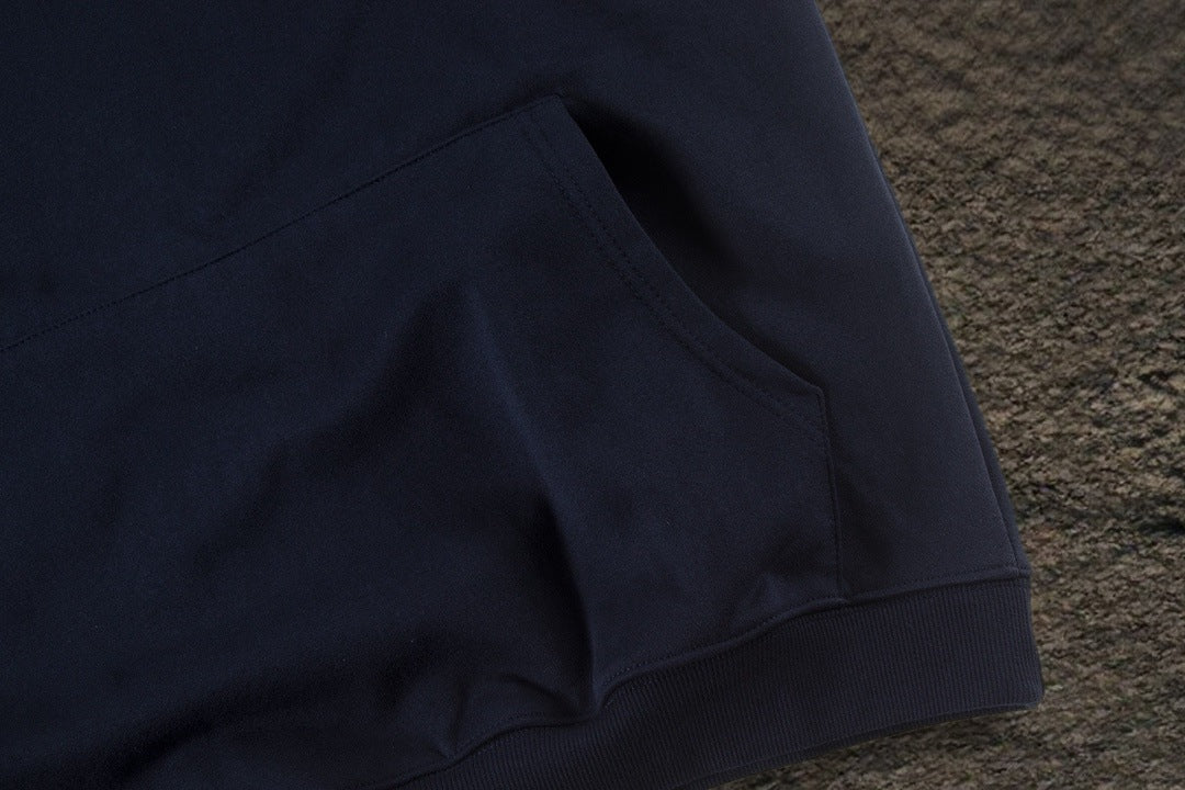 Sudadera Alo Yoga con Capucha Logo Metálico Azul Marino — bolsa canguro