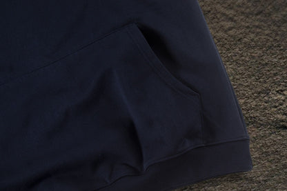 Sudadera Alo Yoga con Capucha Logo Metálico Azul Marino — bolsa canguro