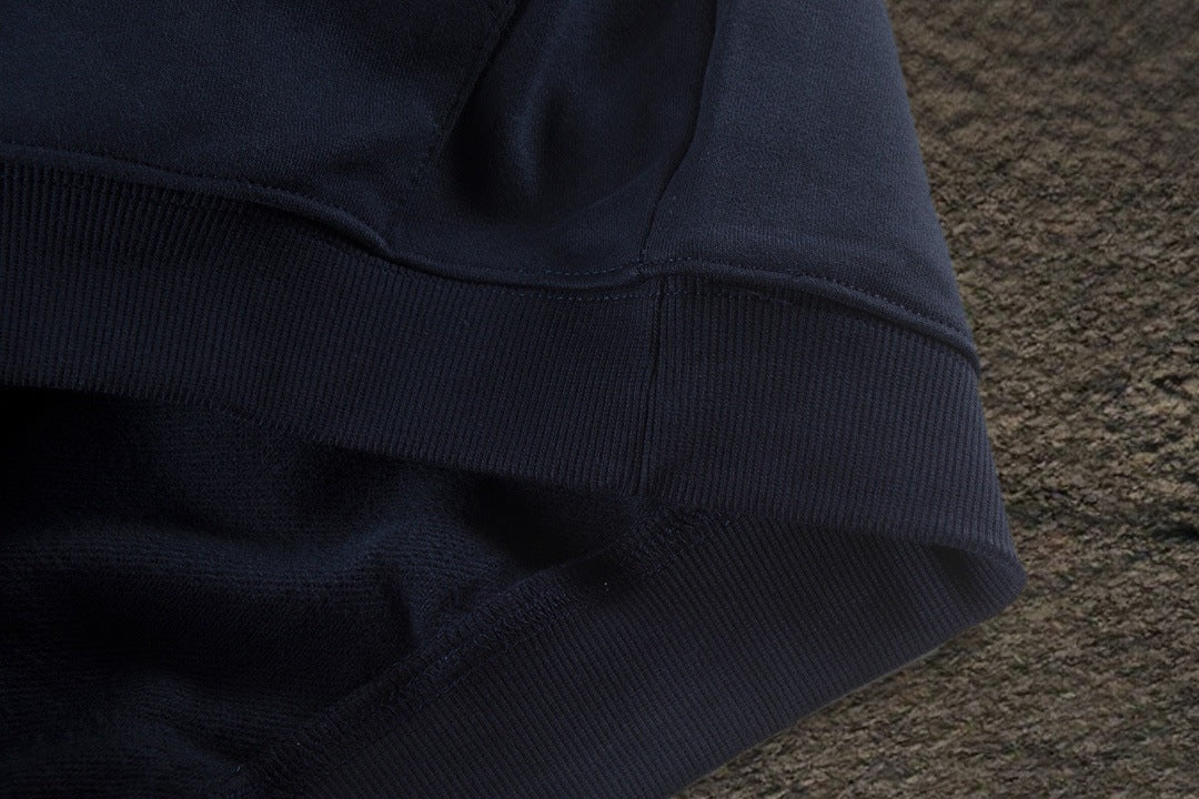 Sudadera Alo Yoga con Capucha Logo Metálico Azul Marino — pretina acanalada
