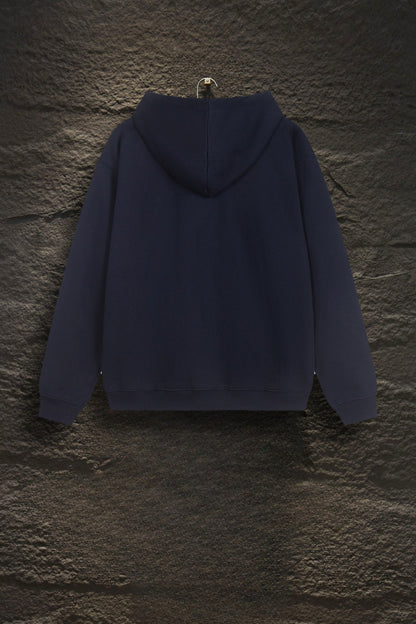 Sudadera Alo Yoga con Capucha Logo Metálico Azul Marino — espalda